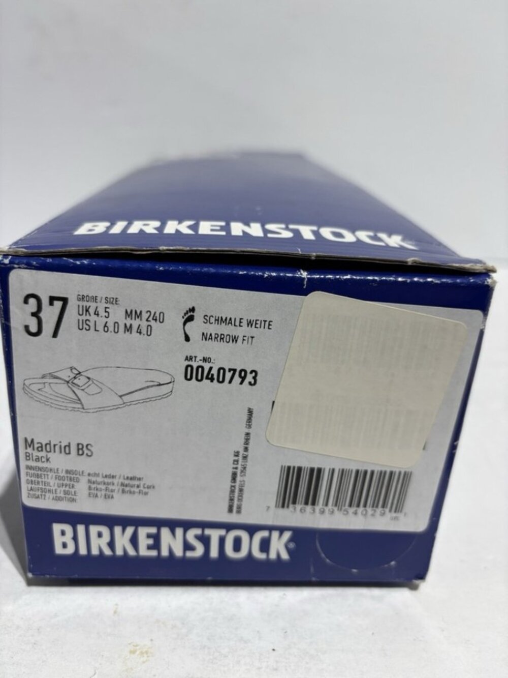 Birkenstock Women’s Madrid Black Slide Sandals, Size US 6 Narrow, EUR 37 - Picture 6 of 6